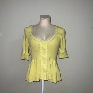 ❌SOLD❌ Anthropologie Knitted Knotted Yellow Peplum Knit Sweater